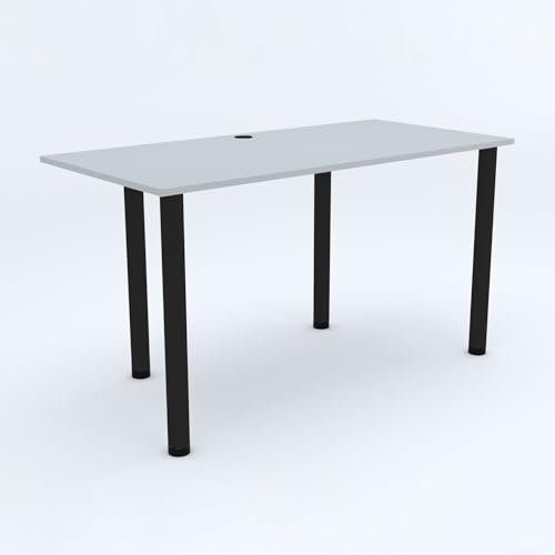 AKKE Gaming Tisch Schreibtisch Gamingtisch Computertisch 120 x 60 cm 3 cm Höhenverstellbar Metall PCV Laminiert Hell Grau