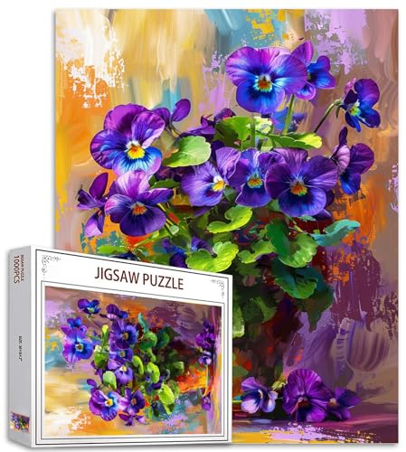 Tucocoo 1000 Teile Puzzles für Erwachsene Afrikanische Veilchen Malerei Jigsaw Puzzle Schöne lila Blumen 1000 Teile Puzzles für anspruchsvolle Familienaktivität Spiel Floral Art Wanddekoration DIY
