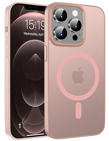 Kukiwhy Magnetisch für iPhone 12 Pro Max Hülle 6,7 Zoll Kompatibel mit MagSafe,Matt Transluzente Handyhülle für iPhone 12 Pro Max 5G Kratzfest Dünn Rundum Schutzhülle für iPhone 12 Pro Max Case Rosa