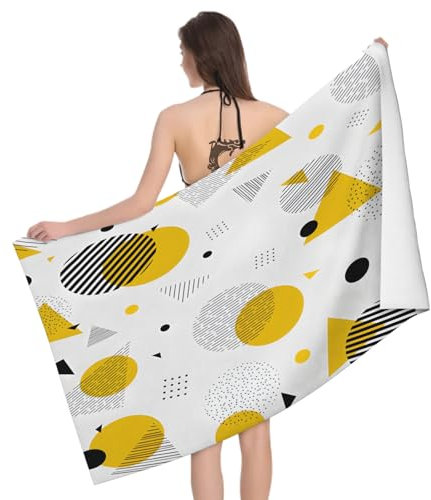 Mikrofaser Strandtuch Runden 180x90 cm, 3D Einfach Badetuch für Erwachsene Weiches Leicht Handtuch Schnelltrocknend Sandfreies Strandhandtuch