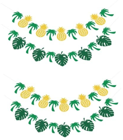 VICASKY 4piezas De Fiesta Hawaiana Accesorios Tropicales Para Cumpleaños y Decoración De Verano Pineapple Coconut Tree Coconut Turtle Leaf