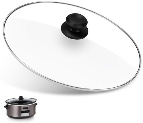 Oval 8 Quart Slow Cooker Glass Lid Fit for Crock Pot Programmable Slow Cooker, Fit for Hamilton Beach 8q Oval Glass Pot Lid, Cooking Pot Lid Replacement Part, 1 Pack