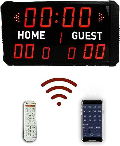 IUBGFTO Digital Scoreboard with Remote,App Control Aluminum Electronic Led Scoreboard Digital for Football,Game Scoreboard