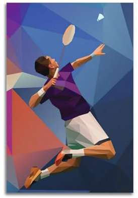 ZSLYMX Sportposter, einzelner geometrischer Farbblock, Badminton-Poster, dekorative Malerei, Leinwand, Wandposter und Kunstdruck, moderne Familienschlafzimmer-Dekoration, Poster, 30 x 45 cm