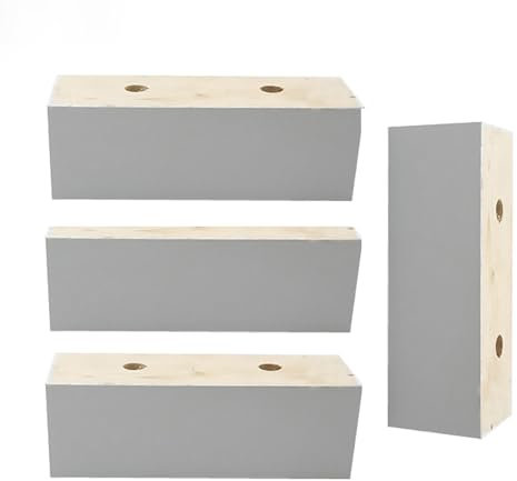 Lot de 4 pieds en bois pour rehausseur de lit, canapé en forme de L pour meubles, commode, pieds de table en bois, blanc, 5 cm