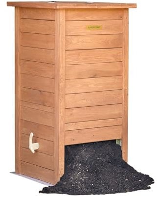 SUPERCOMP Bac à Compost en Bois 340 L – sans Odeurs, sans Brassage, Aération Verticale, Protection Anti-Nuisibles, avec Plaque de Fond