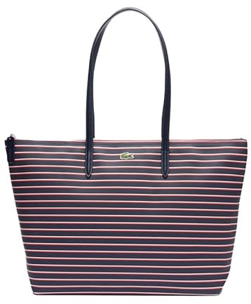 Lacoste L.12.12 Concept Gestreifte Tragetasche für Damen, groß, Marine Grenadine Stripes