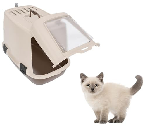 Cat Litter Tray Box with Scoop, Cat Litter Box with Lid, BPA Free Comfort Pet Litter Tray, 60 x 40.5 x 38.5 cm