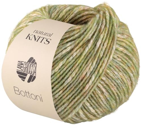 LANA GROSSA Bottoni | Baumwoll-Viskosegemisch mit Merinofasern | Handstrickgarn aus 53% Baumwolle, 24% Viskose & 23% Schurwolle | 50g Wolle zum Stricken & Häkeln | 125m Garn FB 12