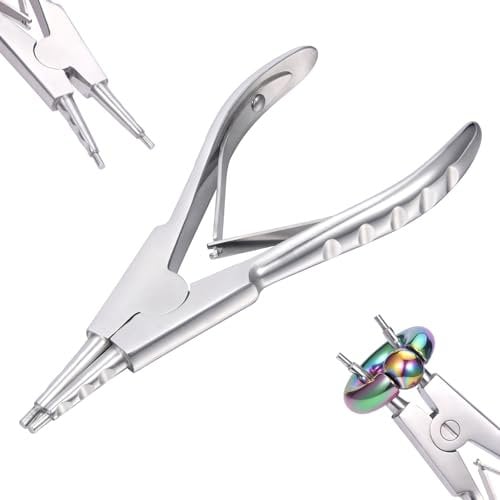 Piercing Zange Edelstahl Ring Öffnungszange Hochleistungs Ringe Öffnungs zange für große Ringe Vielseitiges Werkzeug zum Öffnen Piercing Schmuck Unverlierbare Perlenringe Segment Ringe