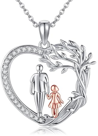 DAYLINLOVE An meine Tochter Kette 925 Sterling Silber Baum des Lebens Herzform Anhänger Halskette Vater Tochter Schmuck Geschenk für Damen Mädchen