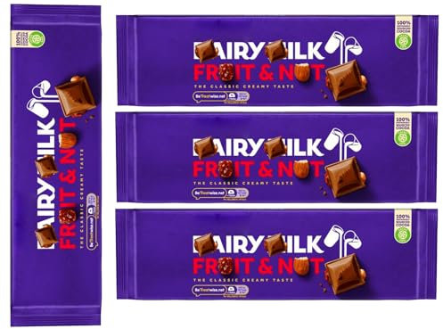 Dairy Milk Fruit & Nut Chocolate Bars Chocolate Bar Bundle 300g x 4 pack Perfect for Chocolate Lovers, Celebrations, or Treating Yourself