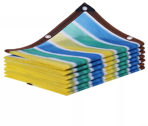 CNANRNANC Red de jardín de polietileno de alta densidad con ojales cada 3.3 pies para patio, invernadero, piscina, protección al aire libre, malla transpirable colorida de 3 x 3