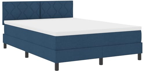 vidaXL Boxspringbett mit Matratze Blau 140X190 cm Stoff langlebig kompakt elegant Bettwäsche Schlafzimmermöbel Doppel Queen Size Reißverschlussbezug Schoner Schaumtopper