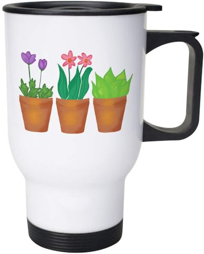 Azeeda 400ml 'Plants in Pots' Reusable Coffee/Travel Mug (MG00088723)