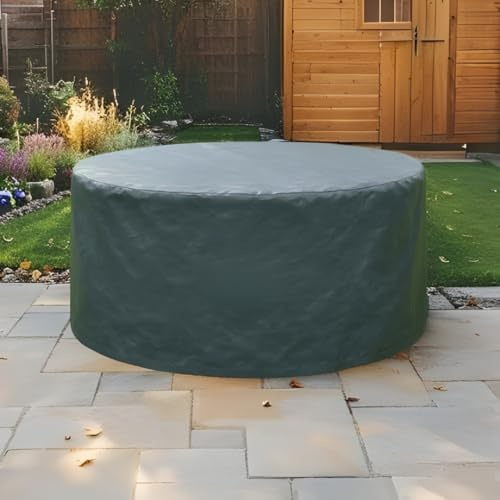Home Source Duracover Round Patio Cover – Waterproof, UV Resistant, Drawstring Closure | 140cm x 94H cm | Fits Round Bistro Sets