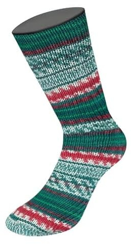 LANA GROSSA Meilenweit 6-Fach Merino Christmas | 6-fädiges Sockengarn aus Merino, waschmaschinenfest | Garn aus 80% Schurwolle & 20% Polyamid | 150g Wolle, Stricken & Häkeln | 390m Garn FB 631