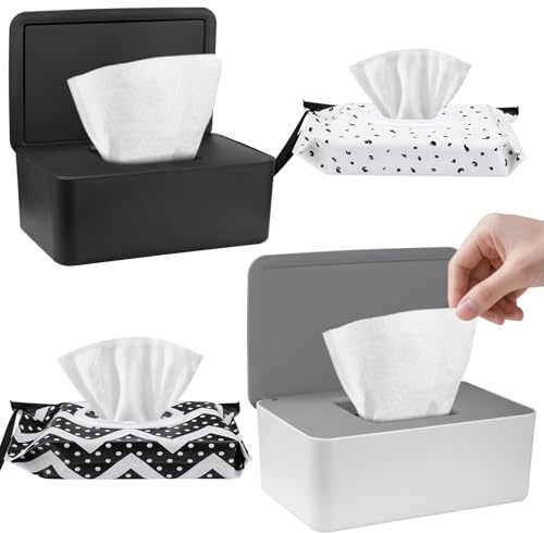 Feuchttücherbox Set,2 Stück Dose für Feuchtes Toilettenpapier & 2 Feuchttücher Tasche Unterwegs,Feuchtes Toilettenpapier Spender Box für Feuchte Tücher Toilettenpapier Taschentücher