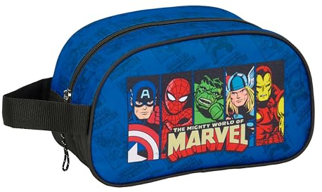 Avengers Kulturbeutel für Kinder, mittelgroß, mit Griff, Kinder-Kulturbeutel, anpassbar an den Wagen, einfache Reinigung, bequem und vielseitig, Qualität und Widerstandsfähigkeit, 26 x 12 x 15 cm