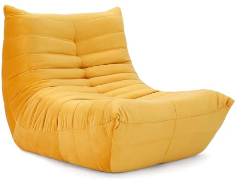 Vesgantti Togo Sofa für kleine Räume, Bodensofa aus Memory-Schaum, Loungesofa aus Wildlederimitat, kleines Wohnzimmer Sofa für Schlafzimmer & Wohnzimmer, Gelb