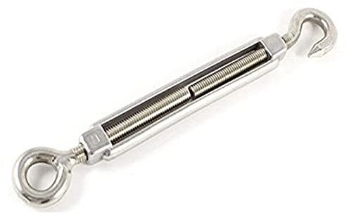 Merriway BH04999 Turnbuckle Strainer Hook to Eye Wire Rope Tensioner, M6 (1/4 inch) - A2 316 Marine Grade Stainless Steel