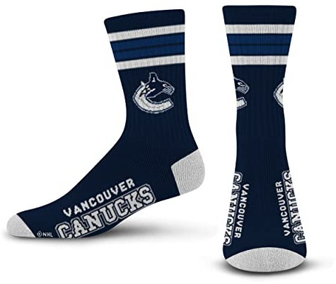 For Bare Feet NHL 4 Stripe Deuce Crew Socken - Vancouver Canucks, Größe M (38-46)