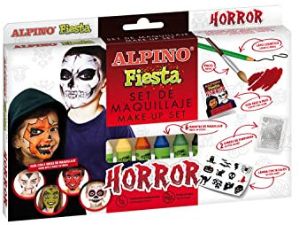 Alpino Set de Maquillaje Horror | Pintacaras Infantil para Halloween | Incluye Calcomanías | Pinturas para la Cara para Niños | Pintura Facial para Disfraces | Fiestas o Carnaval