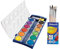 Pelikan 720250 Deckfarbkasten K12, 12 Farben + 1 Tube Deckweiß, Schul-Standard + Pinselsel (Farbkasten+Pinsel)