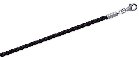 Tata Gisèle Collier Cordon Torsadé en Textile Noir avec Fermoir en Argent 925/000 (42)