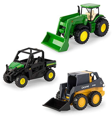 ERTL Iron John Deere Die-Cast Replicas - Includes Tractor, Gator, and Skid Steer Farm Toys with Collectible Display Box - John Deere Tractor Toys - 3 Inch - 3 Count - Ages 3 Years and Up