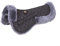 Merauno Lammfell Sattelkissen Lammfell Sattelpad Rand Ultra Sattelkissen mit Fellrand Half Pad voll ausgekleidet Lammfell Rim Naturwolle Wirbelsäule frei (Medium(56cm), Schwarz)