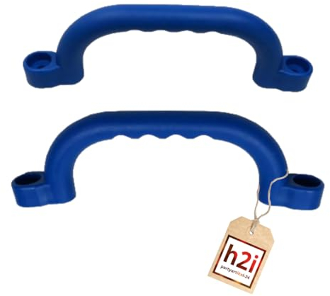 h2i 2 Stück Haltegriffe Spielturm & Klettergerüst | Kinder Handgriff aus Kunststoff für Stelzenhaus & Hochbett | wetterfeste Spielplatz Griffe | inkl. Befestigungsmaterial | Spielturm Zubehör | blau