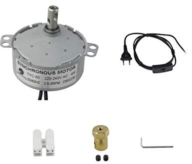 CHANCS Elektrischer Synchronmotor TYC-50 220 V 2,5–3 U/min mit flexiblem 7-mm-Kupplungsstecker und Netzkabel-Schalterstecker für Becherwender, handgefertigt, Plattenspieler-Synchronmotor