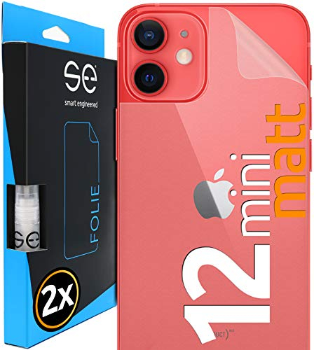 2x se® 3D SCHUTZFOLIE Rückseite Entspiegelt für Apple iPhone 12 Mini ,Anti-Staub, Backcover, einfache blasenfreie Installation, Ultra-Klar,Schutz vor Schmutz, Stoß-Kratzfest, aus Deutschland