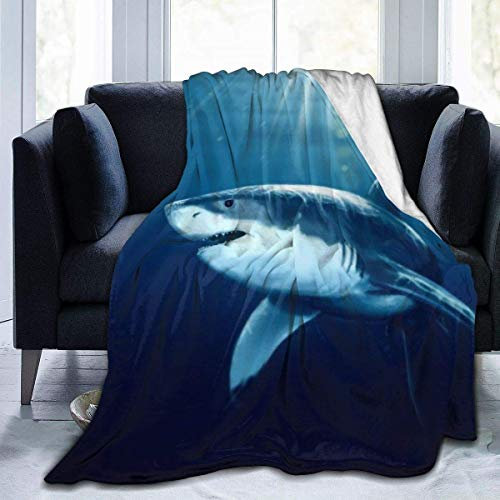 FANSU Kuscheldecke Flanell Decke, 3D Drucken Microfaser Flauschig Weich Warm Plüsch Wohndecke Fleece Tagesdecke Decke für Sofa und Bett (Hai,150x220cm)