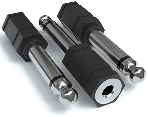 JAMEGA – 3,5mm Klinke auf 6,35mm Mono Aux Klinkenstecker 3er Set | 6.35 mm Stecker zu 3.5 mm TS Buchse Mono Adapter Instrumentenadapter für Bassverstärker, Gitarre, Kopfhörer, Lautsprecher