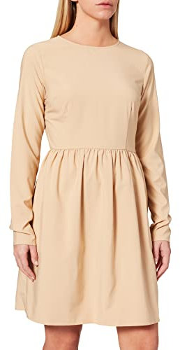 NA-KD Minivestido de Manga Larga Vestido Informal, Beige, 38 para Mujer