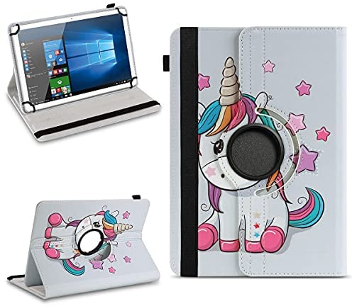 NAUC Robuste Universal Hülle 10 10.1 10.2 10.3 10.4 10.5 10.6 10.8 11 Zoll Tablet Schutzhülle Kunstleder Tasche Standfunktion extra 360° Drehbar, Farben:Motiv 13