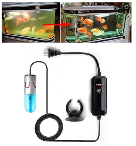 Mini 3W Timer Aquarium &UV-C Water Clean Light Aquarium Algae Clean Light Water Green Clean Fish Tank Water Clean Lamp for Sump Pond Filter Tank
