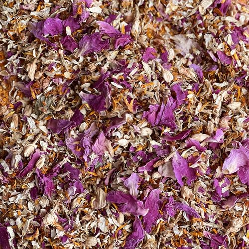 Rosa Pfingstrose, cremefarbener Jasmin und orangefarbene Ringelblume 1 Liter Hochzeitskonfetti Öko biologisch abbaubare natürliche Blütenblätter (374)