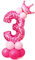 3 Folienballon Zahl der Rosa, Balloon Decoration, 32 Zoll Folienballon Nummer 3 Rosa，Große Folienballons Zahlen 3 Geburtstagsdekoration，Krone Zahl 3 Luftballons für Party, Geburtstag, Kindergeburtstag