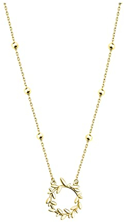 Sofia Milani - Damen Halskette 925 Silber - vergoldet/golden - Blatt Kreis Anhänger - N0439