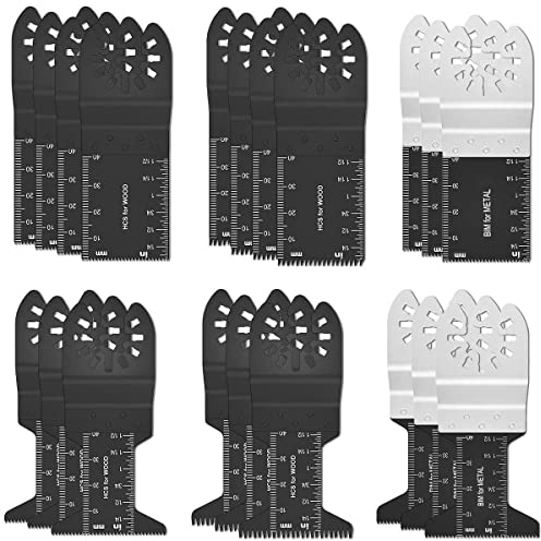 Goysen 20 Stück verschiedene oszillierende Sägeblätter, professionelles Holz/Metall, Universal-Multitool-Sägeblätter für Fein Multimaster, Ryobi, Milwaukee, Bosch, Dremel, Rockwell, Makita und mehr