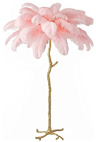 YHYYU Stehlampe mit Federn, Moderne Feder Stehleuchte, LED Dimmbar Eck Stehlampen, Leseleuchte Bodenlampe, Standleuchte für Wohnzimmer und Schlafzimmer (170cm, Rosa)