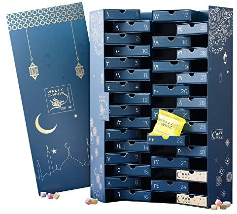 Wally and Whiz - Ramadan Kalender - Dänische Gourmet Fruchtgummi - 32 Beutel - 16 Schmecken - Ramadan Kalender 2025 - Alkoholfrei, Vegane, Gluten und Laktosefrei - Vegane Süßigkeiten 352g