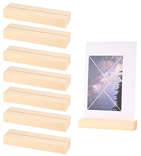 DIUJHUUY 8 Stück Holz Kartenhalter, Tischkartenhalter, Namesschild Fotohalter, Fotoständer, Menükartenhalter, Platzkartenhalter, Memohalter Namensschild für Restaurants, Hochzeiten, Bankette, Partys