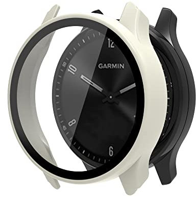Onetuo Custodia per Garmin vívomove Sport, Hard PC Custodia con Pellicola Protettiva in Vetro Compatibile con Garmin vívomove Sport Smartwatch (Giallo Chiaro)