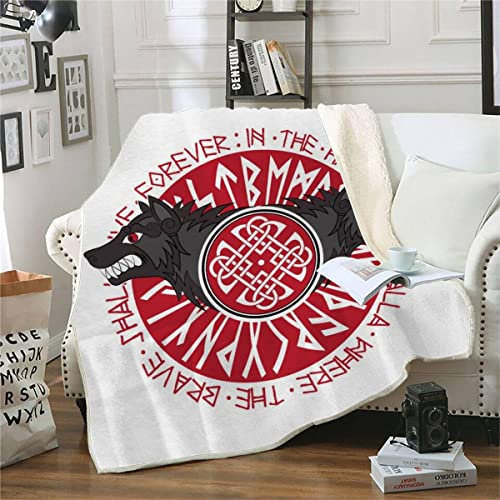 RFFLUX 3D Wikinger Kuscheldecke 150x200cm Warmer Winter Weich Wolf Decke Microfaser Sherpa Wohndecke Flauschige Couchdecke für Erwachsene Weihnachten Geschenk Blanket