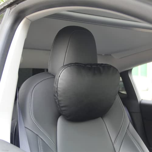 EZUNSTUCK 2Pcs Auto Nackenkissen Kopfstütze,Perfekt für Tesla Fahrzeuge, Gefüllt mit Dupont Sorona Fiber, Bietet Bequemen Halt für Den Nacken, Leicht zu Reinigen (Schwarz x2)
