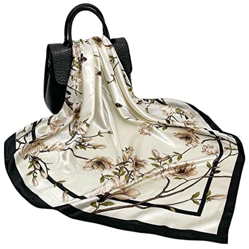 FAIRYGATE Seidentuch Haare Bandana Damen Kopftuch Quadrates Bedrucktes Halstuch Satin Seidentuch 90x90cm 77021